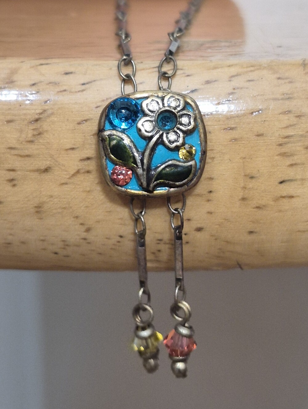 Michal Golan Teal Mosaic Flower Necklace